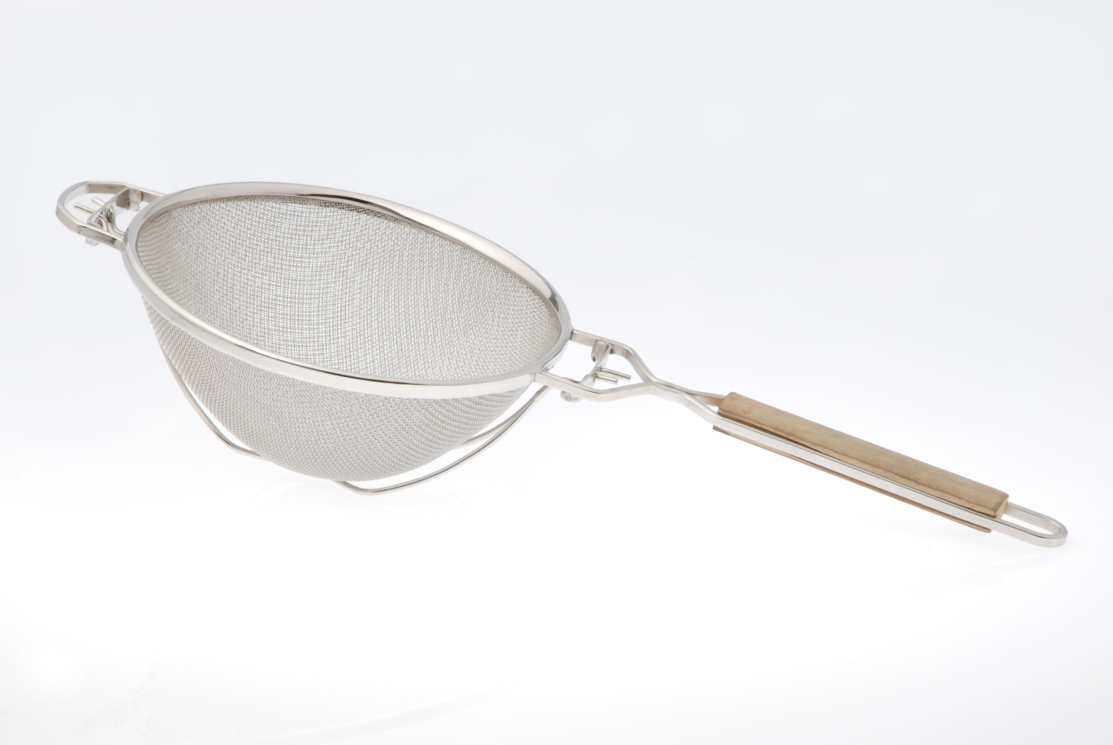 Tin Plated Strainer Double Mesh Flat Wire Wooden Handle (Reinforced)